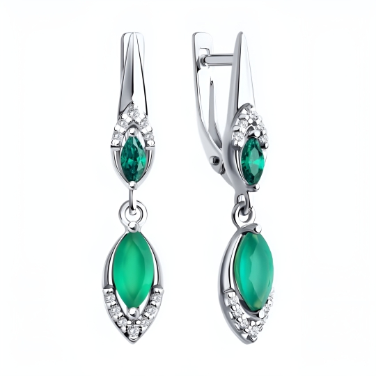 Серьги из серебра с фианитами