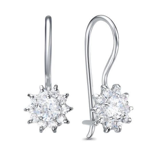 Серьги из серебра с фианитами 