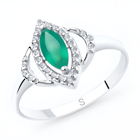 Серьги из серебра с агатами и фианитами