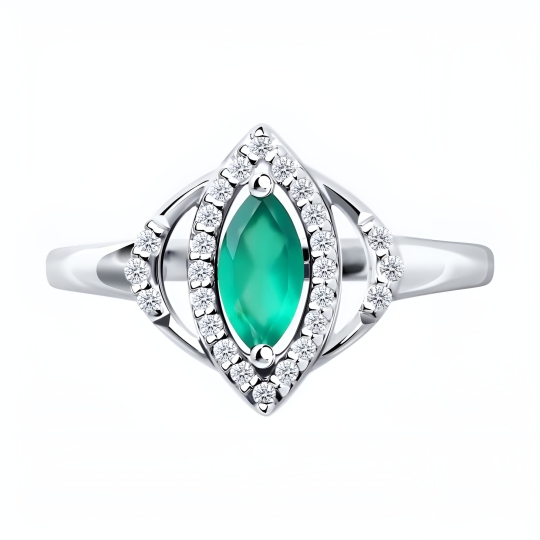 Серьги из серебра с агатами и фианитами