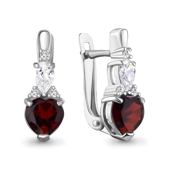 Серьги из серебра с аметистами и фианитами