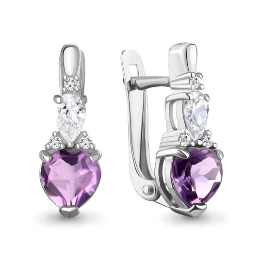 Серьги из серебра с фианитами 