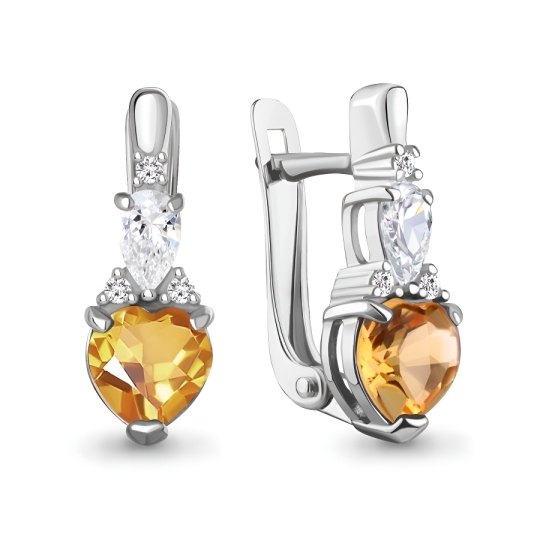 Серьги из серебра с аметистами и фианитами