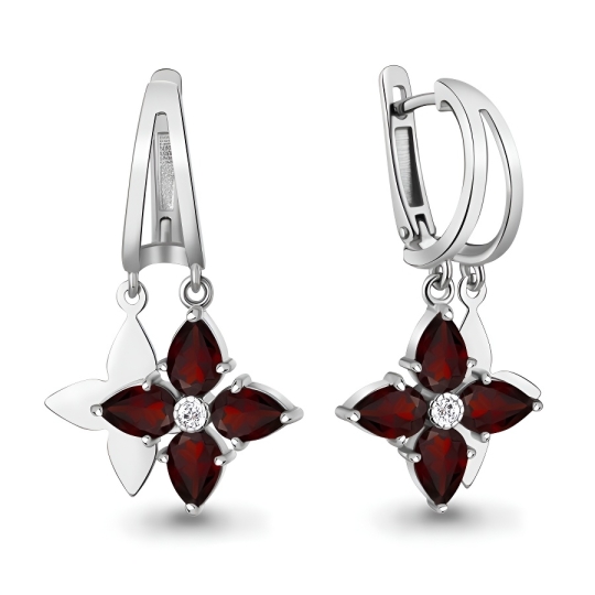 Серьги из серебра с фианитами
