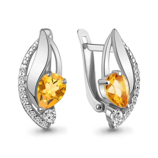 Серьги из серебра с аметистами и фианитами