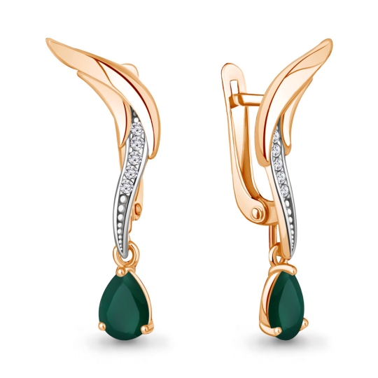 Серьги из серебра с агатами и фианитами