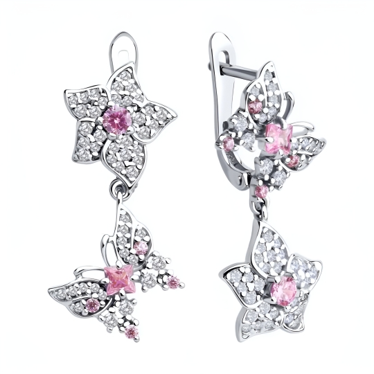 Серьги из серебра с фианитами