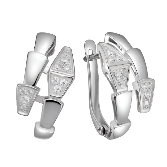 Серьги из серебра с фианитами