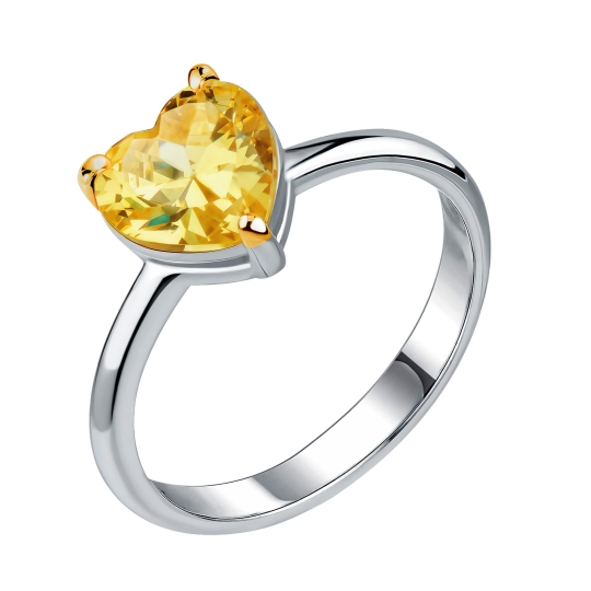 Серьги из серебра с позолотой и фианитами