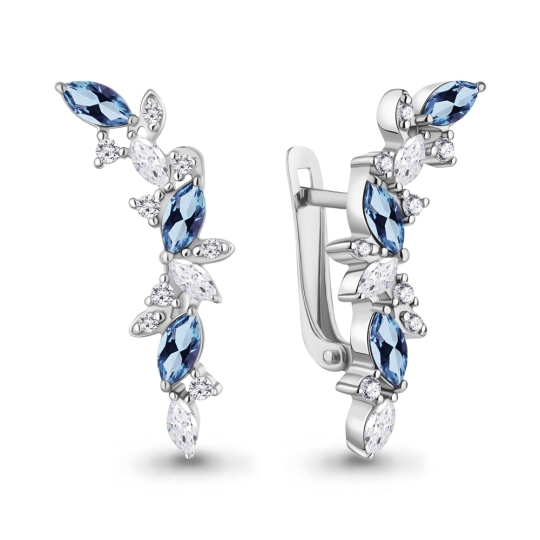 Серьги из серебра с аметистами и фианитами