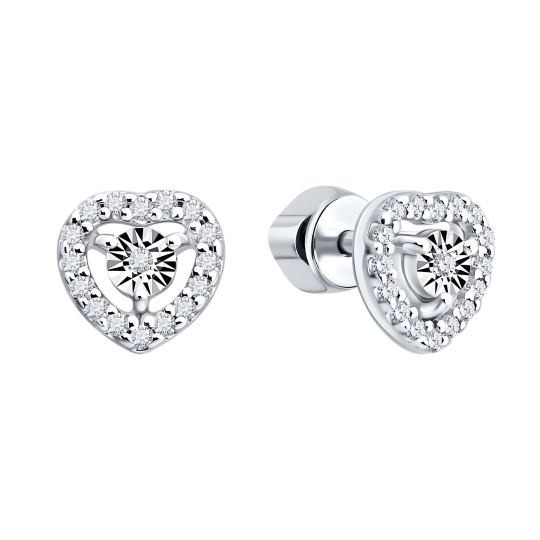 Серьги из серебра с фианитами 