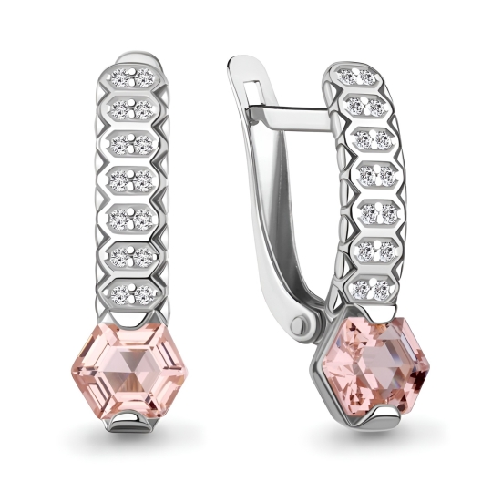 Серьги из серебра с танзанитами и фианитами