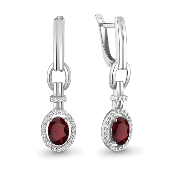 Серьги из серебра с агатами и фианитами
