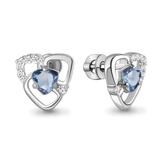 Серьги из серебра с агатами и фианитами