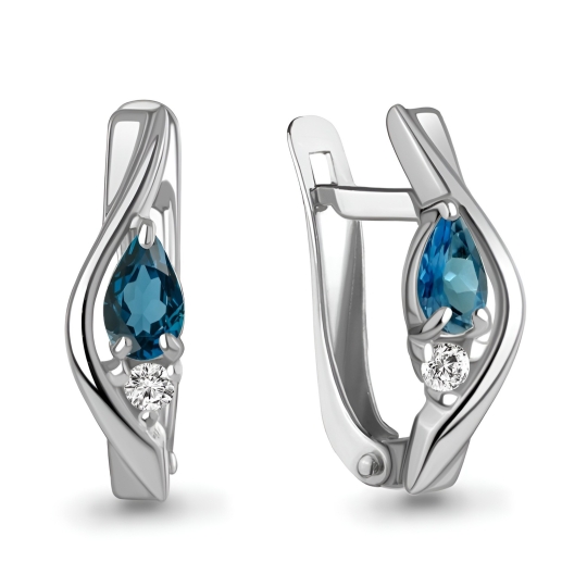 Серьги из серебра с фианитами