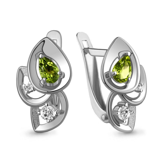 Серьги из серебра с фианитами