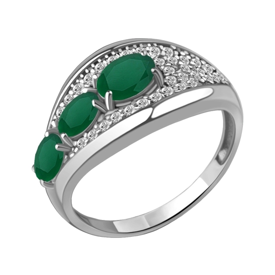 Серьги из серебра с агатами и фианитами