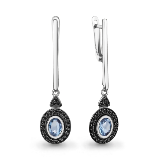 Серьги из серебра с цитринами и ювелирными кристаллами