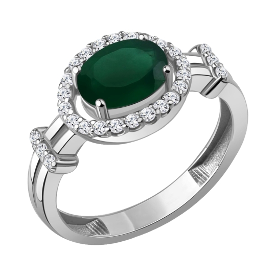 Серьги из серебра с агатами и фианитами