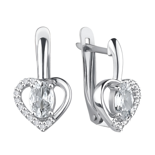 Серьги из серебра с фианитами