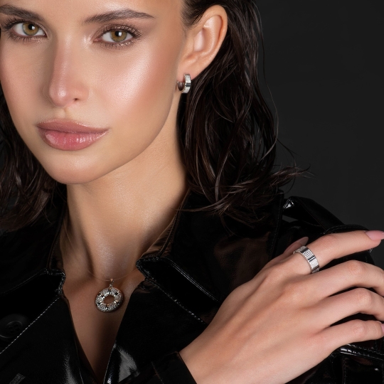 Серьги из серебра с аметистами и фианитами