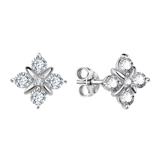 Серьги из серебра с фианитами
