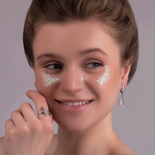 Серьги из серебра с горным хрусталем и фианитами