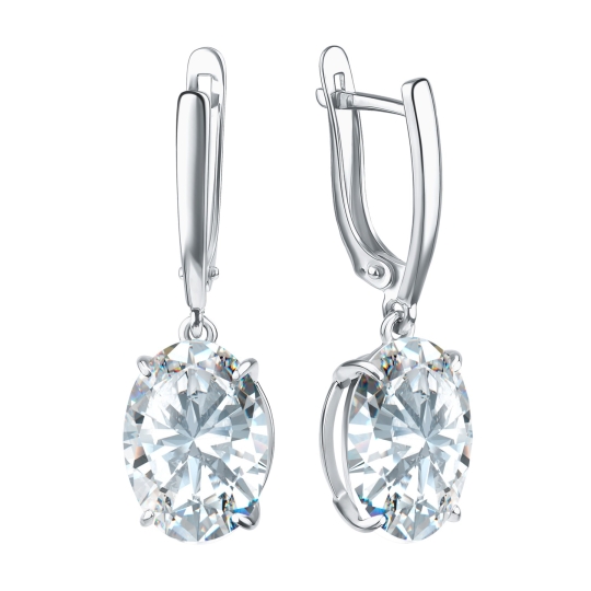 Серьги из серебра с фианитами
