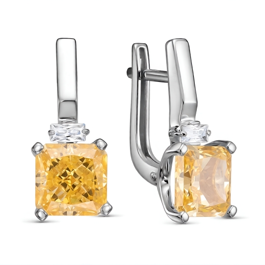 Серьги из серебра с янтарем