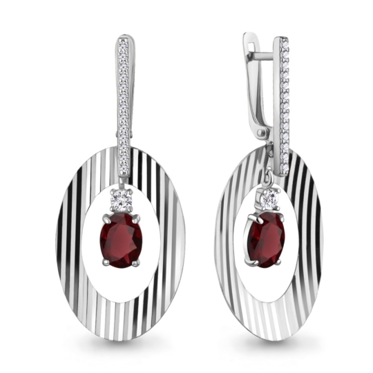 Серьги из серебра с позолотой и фианитами