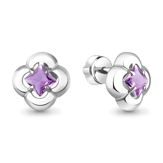 Серьги из серебра с фианитами
