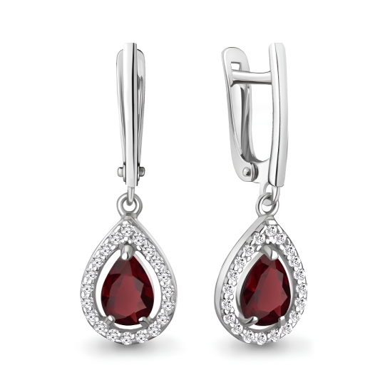 Серьги из серебра с аметистами и фианитами