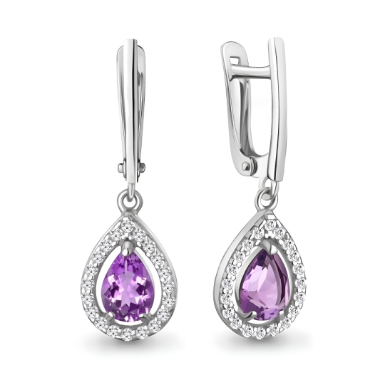 Серьги из серебра с фианитами