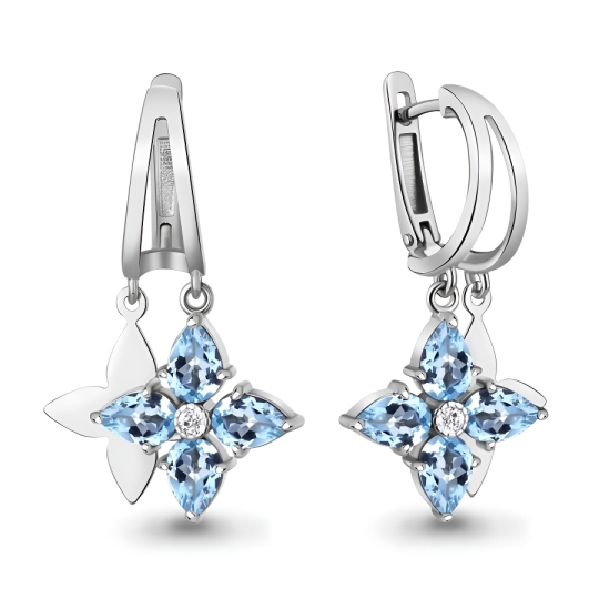 Серьги из серебра с фианитами