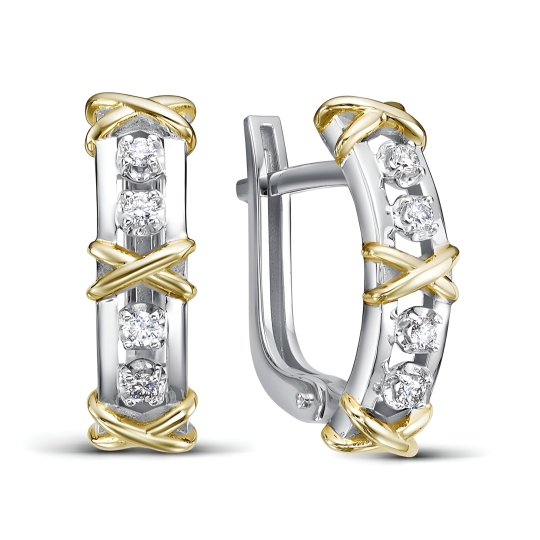 Серьги из серебра с фианитами