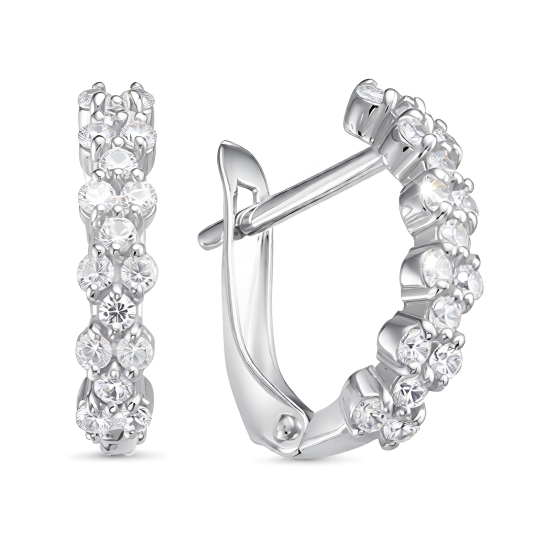 Серьги из серебра с фианитами 