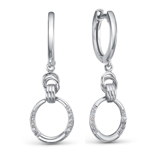 Серьги из серебра с фианитами