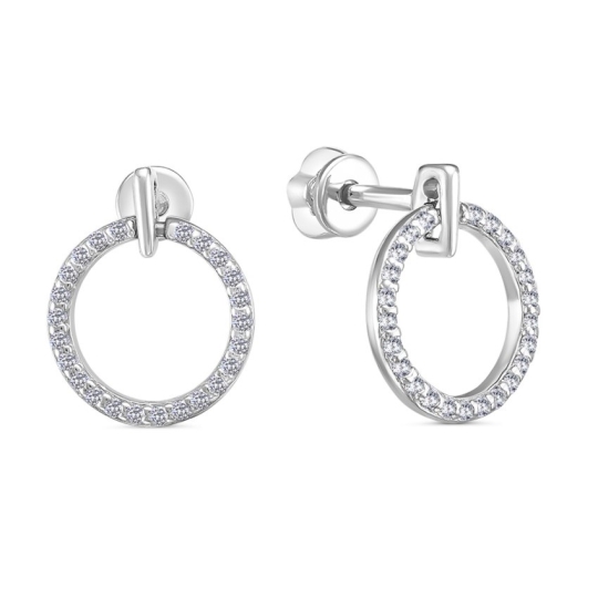 Серьги из серебра с фианитами