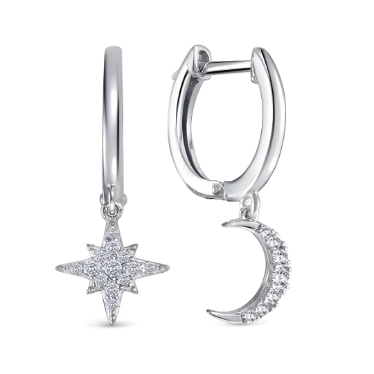 Серьги из серебра с фианитами