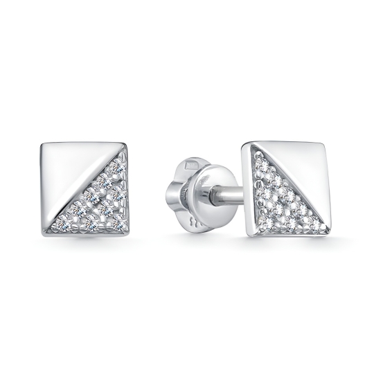 Серьги из серебра с фианитами