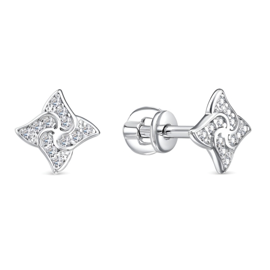 Серьги из серебра с ювелирными кристаллами