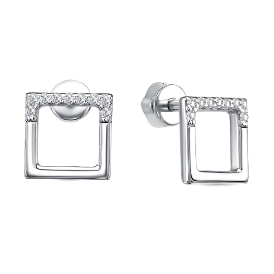 Серьги из серебра с фианитами 