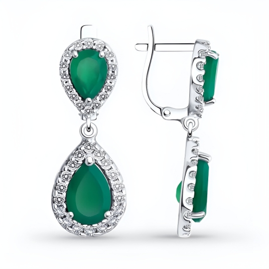 Серьги из серебра с ювелирными кристаллами