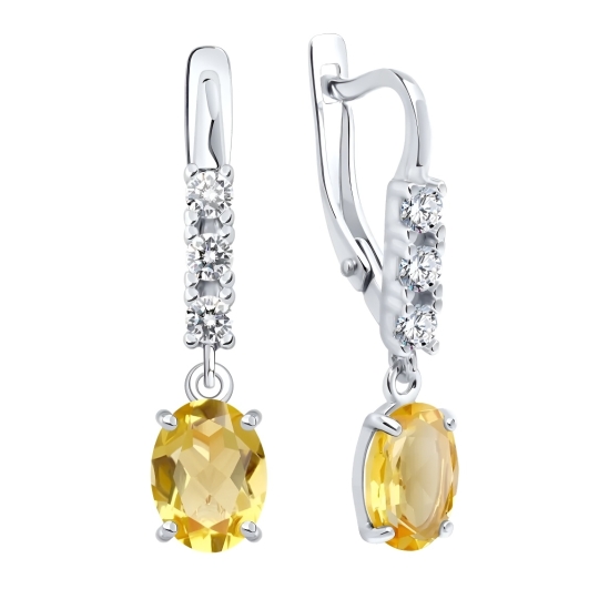 Серьги из серебра с агатами и фианитами