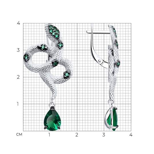 Серьги из серебра с фианитами