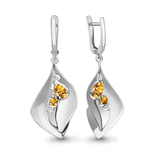 Серьги из серебра с фианитами