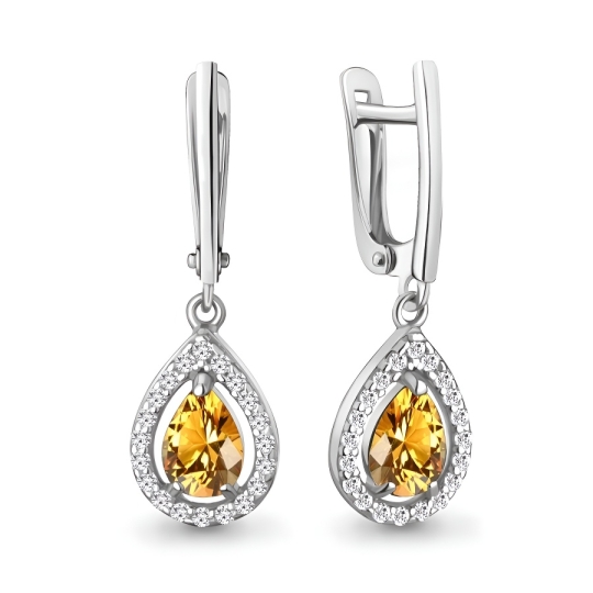 Серьги из серебра с аметистами и фианитами