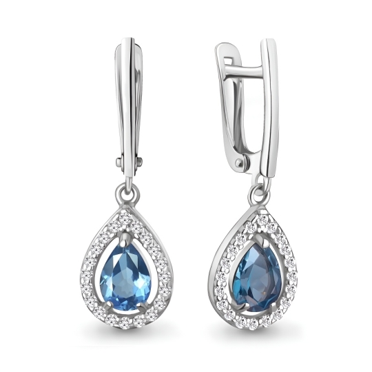 Серьги из серебра с аметистами и фианитами