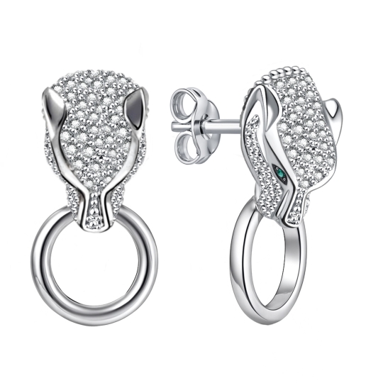 Серьги из серебра с агатами и фианитами