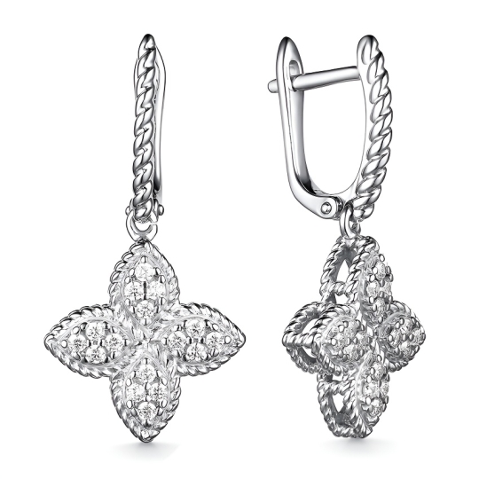 Серьги из серебра с аметистами и фианитами